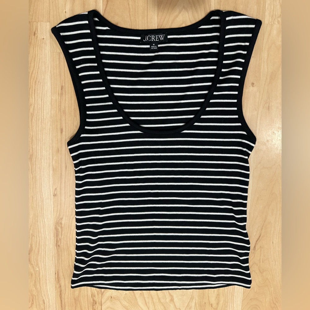 NWOT J Crew scoop neck tank, striped, size M